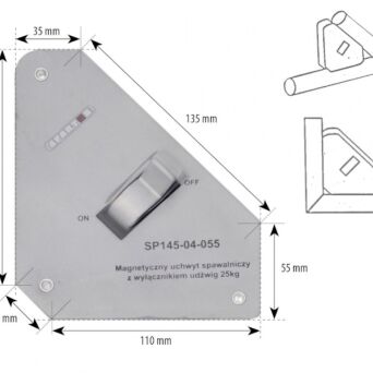 Magnetyczny uchwyt spawalniczy z wyłącznikiem udźwig: 25kg