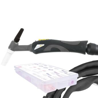 Uchwyt ręczny TIG 18 8m, seria SPARTUS Pro, 4B, pakiet X, z przyłączem SPARTUS®