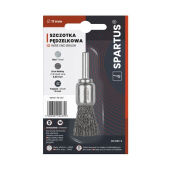 Szczotka pędzelkowa fi 17mm, drut stalowy falisty 0,3mm, trzpień 6mm