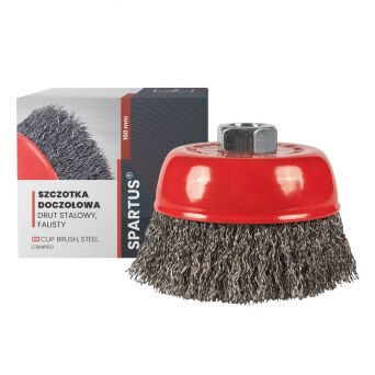 Szczotka doczołowa fi 100mm, drut stalowy falisty 0,3mm, gwint M14