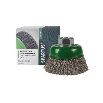 Szczotka doczołowa fi 65mm, drut nierdzewny falisty 0,3mm, gwint M14