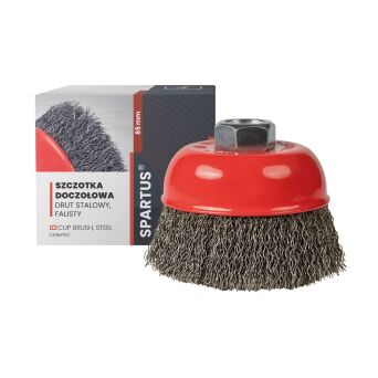 Szczotka doczołowa fi 85mm, drut stalowy falisty 0,3mm, gwint M14