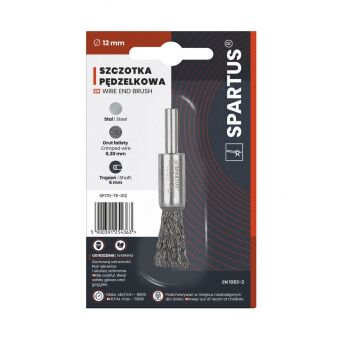 Szczotka pędzelkowa fi 12mm, drut stalowy falisty 0,3mm, trzpień 6mm
