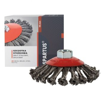 Szczotka stożkowa fi 115mm, drut stalowy splatany 0,5mm, gwint M14