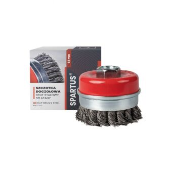 Szczotka doczołowa fi 65mm, drut stalowy splatany 0,5mm, gwint M14