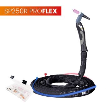 Uchwyt TIG 250R z obrotową główką SP9-90R, 4m, seria ProFLEX, mini 1B, pakiet U, przyłącze pasujące do FRONIUS®