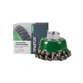 Szczotka doczołowa fi 65mm, drut nierdzewny splatany 0,35mm, gwint M14