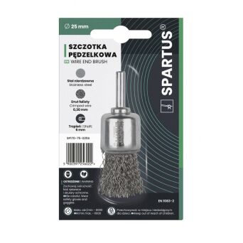 Szczotka pędzelkowa fi 25mm, drut nierdzewny falisty 0,3mm, trzpień 6mm