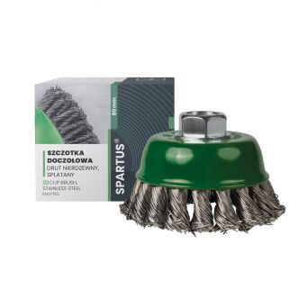 Szczotka doczołowa fi 80mm, drut nierdzewny splatany 0,5mm, gwint M14
